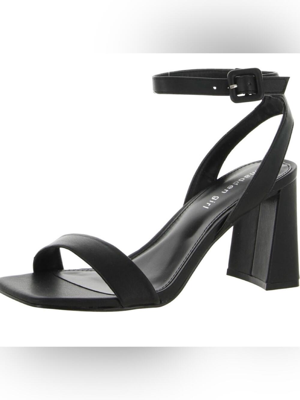 Madden Girl Black Square Toe Block Heel Sandals size 8.5
